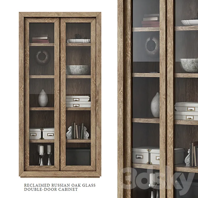 Restoration Hardware _ Reclaimed Russian Oak Glass Double-Door Cabinet 3DModel