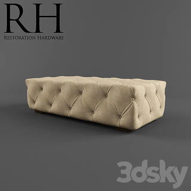 Restoration Hardware _ Soho Ottoman 3D Model Restoration Hardware _ Soho Ottoman 3D Model
