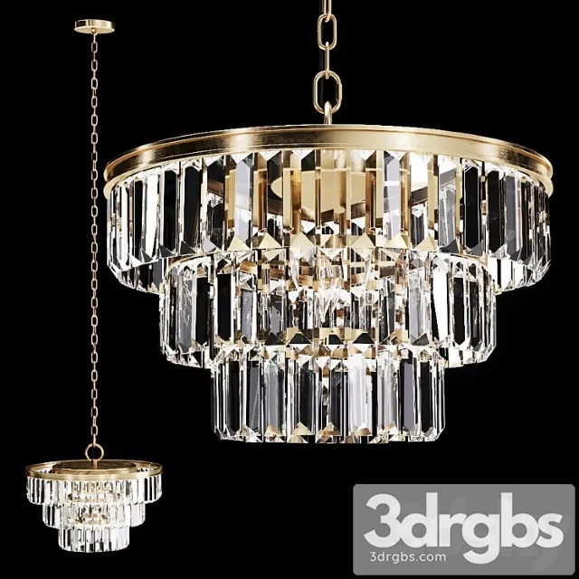 Restoration hardware alaine crystal clear glass 3-tier chandelier brass 3D Model Download