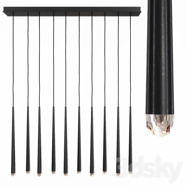 Restoration Hardware AQUITAINE LINEAR CHANDELIER 48 Black 3D Model Restoration Hardware AQUITAINE LINEAR CHANDELIER 48 Black 3D Model