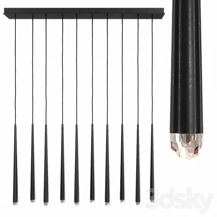 Restoration Hardware AQUITAINE LINEAR CHANDELIER 48 Black 3D Model Restoration Hardware AQUITAINE LINEAR CHANDELIER 48 Black 3D Model