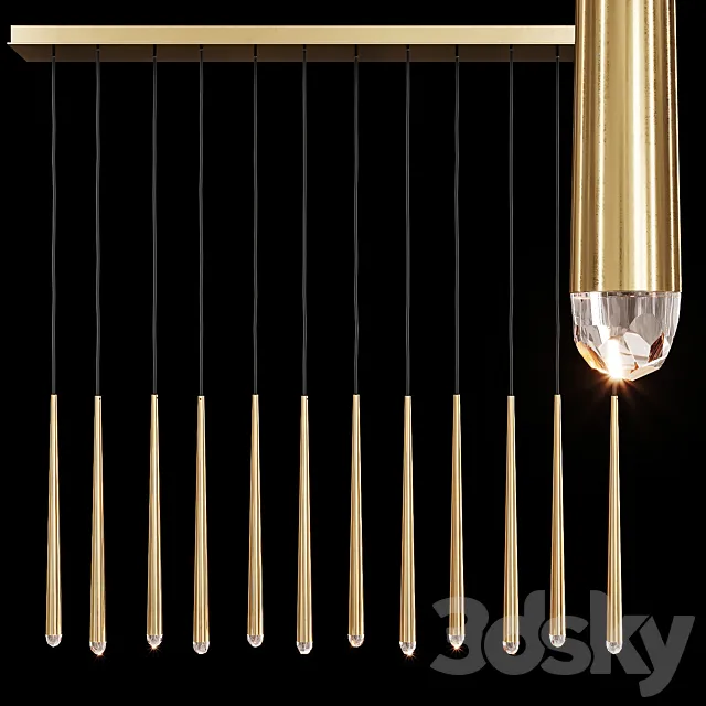 Restoration Hardware AQUITAINE LINEAR CHANDELIER 60 Brass 3D Model Restoration Hardware AQUITAINE LINEAR CHANDELIER 60 Brass 3D Model