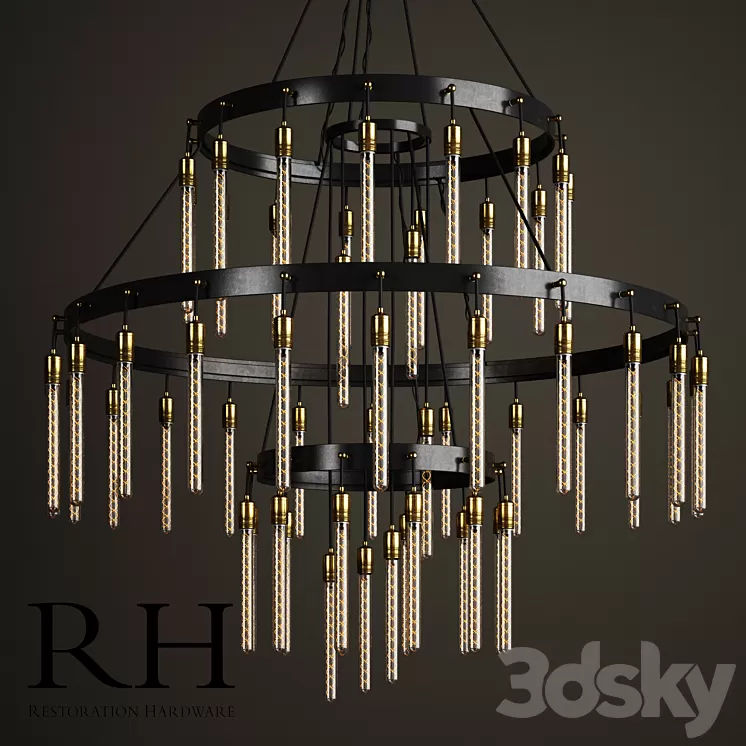 Restoration Hardware AXIS 3-TIER CHANDELIER 60 " 3D Model Restoration Hardware AXIS 3-TIER CHANDELIER 60 " 3D Model