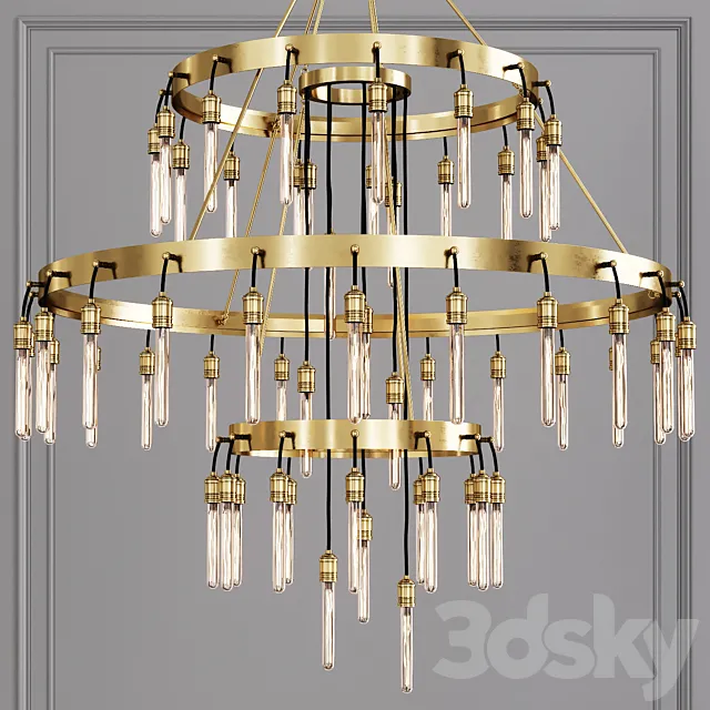 Restoration Hardware AXIS 3-TIER CHANDELIER 60 Brass 3DModel Restoration Hardware AXIS 3-TIER CHANDELIER 60 Brass 3DModel