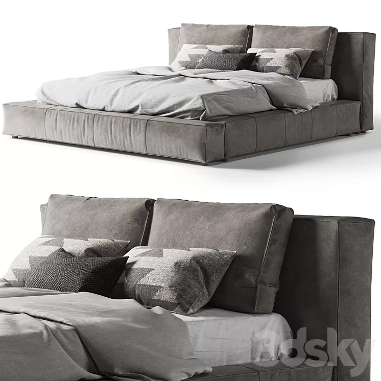 Restoration Hardware Bed Cloud Leather Platform 3D Model