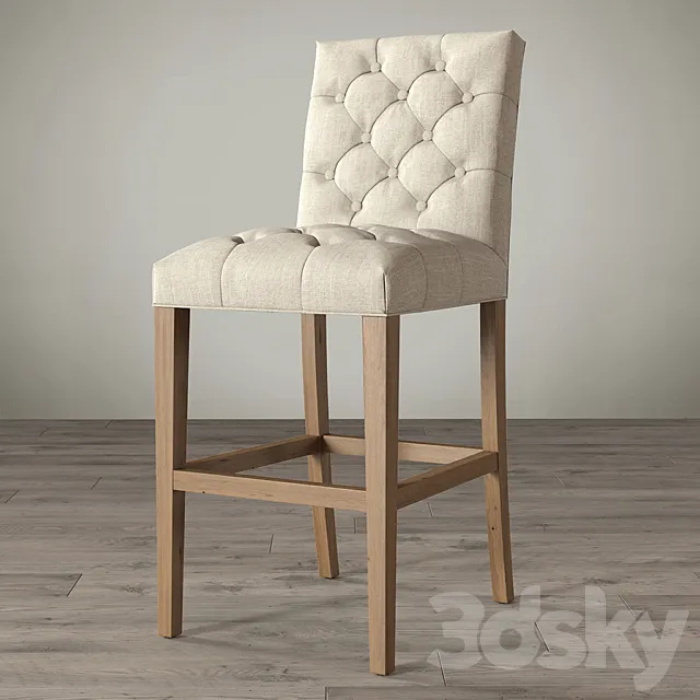 Restoration Hardware BENNETT PARSONS UPHOLSTERED STOOL 3D Model Restoration Hardware BENNETT PARSONS UPHOLSTERED STOOL 3D Model