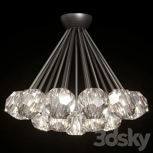 Restoration Hardware BOULE DE CRISTAL FLUSHMOUNT 24 Black 3DModel