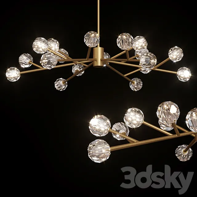 Restoration Hardware BOULE DE CRISTAL ROUND CHANDELIER 60 Brass 3DModel