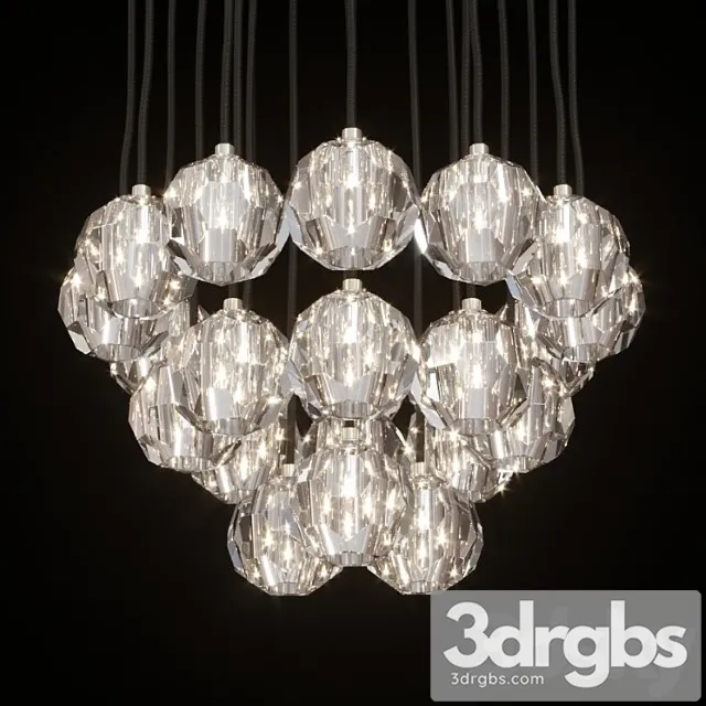 Restoration Hardware Boule De Cristal Round Cluster Chandelier 24 Nickel 3D Model Download