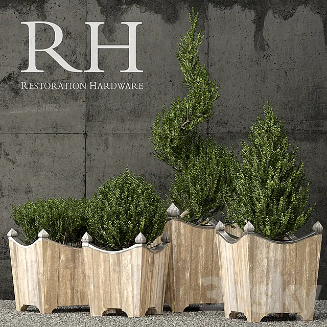 Restoration Hardware brugge salvaged wood & metal planter 3DModel Restoration Hardware brugge salvaged wood & metal planter 3DModel