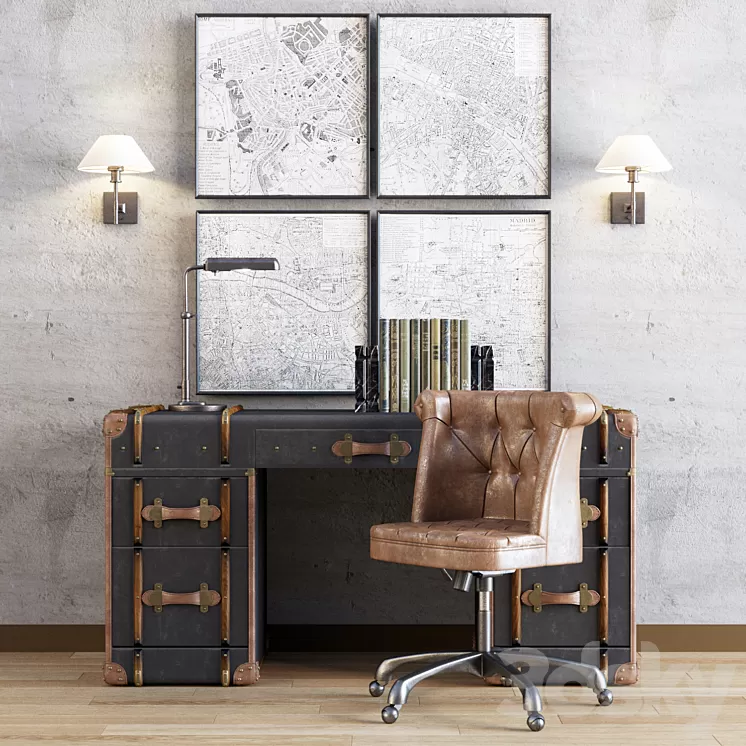 Restoration hardware cabinet decor set_vol3 3D Model Restoration hardware cabinet decor set_vol3 3D Model