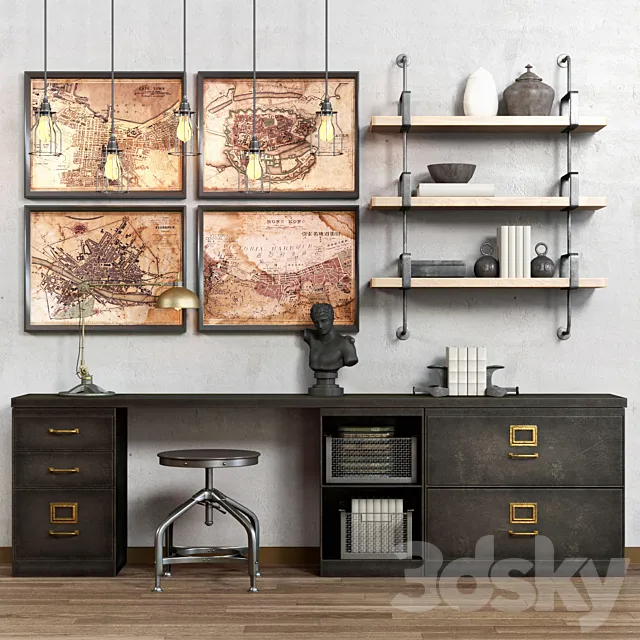 Restoration hardware cabinet decor set_vol5 3DModel