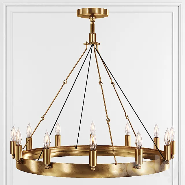 Restoration Hardware CAMINO VINTAGE CANDELABRA ROUND SEMI-FLUSHMOUNT 26 Brass 3DModel
