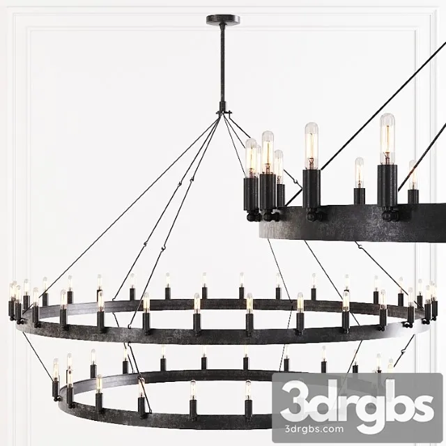 Restoration hardware camino vintage filament 2-tier chandelier 63 black 3D Model Download