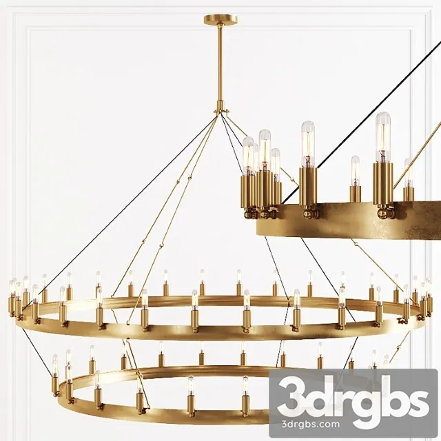 Restoration Hardware Camino Vintage Filament 2 Tier Chandelier 63 Brass 3D Model Download
