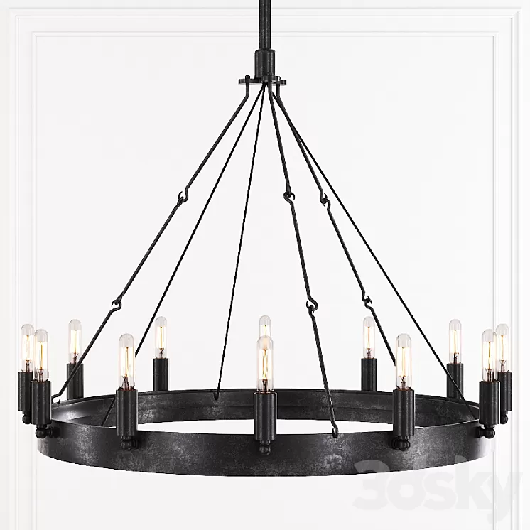 Restoration Hardware CAMINO VINTAGE FILAMENT ROUND CHANDELIER 26 Black 3D Model