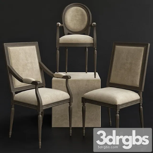 Restoration hardware classic upholstered chairs 2 3D Model Download Restoration hardware classic upholstered chairs 2 3D Model Download