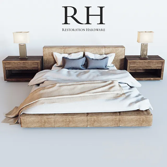 Restoration Hardware Cloud Platform Leather Bed 3D Model