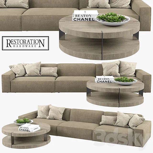 Restoration Hardware – Como Modular Fabric Sofa 3D Model
