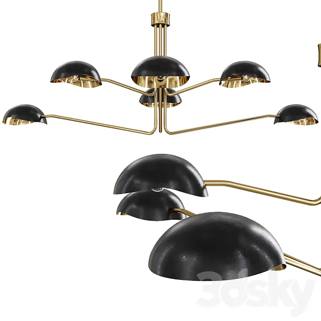 Restoration Hardware CONVESSI CHANDELIER ROUND 60 Black and Brass 3DModel