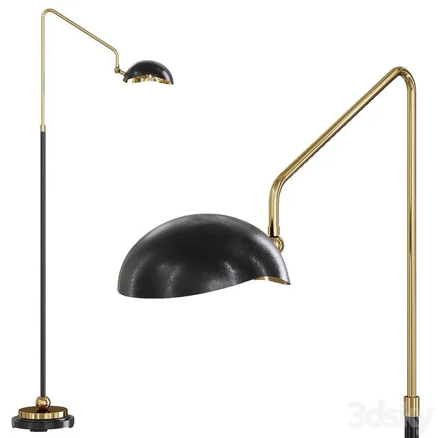 Restoration Hardware CONVESSI FLOOR LAMP Black and Brass 3D Model Restoration Hardware CONVESSI FLOOR LAMP Black and Brass 3D Model