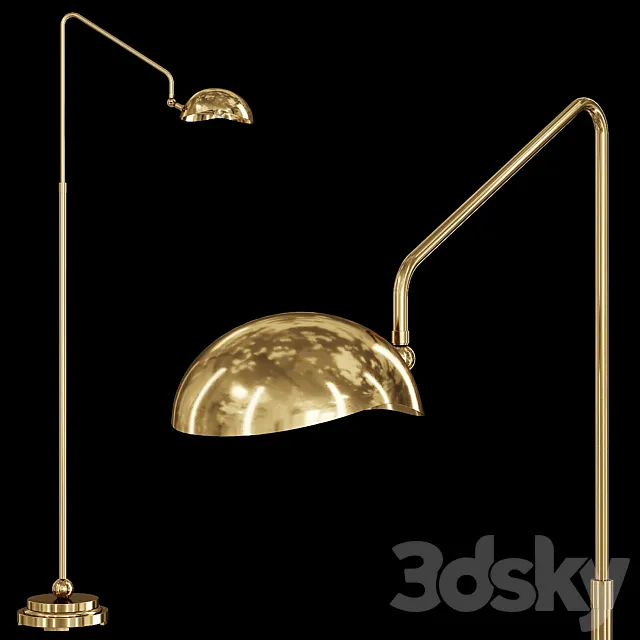 Restoration Hardware CONVESSI FLOOR LAMP Brass 3D Model Restoration Hardware CONVESSI FLOOR LAMP Brass 3D Model