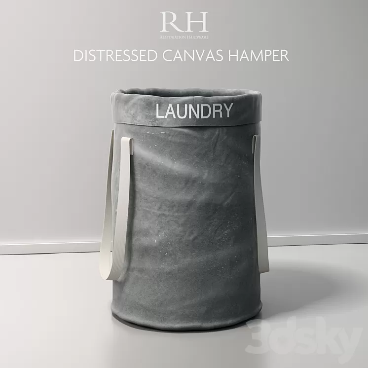 Restoration Hardware Distressed Canvas Hamper 3D Model