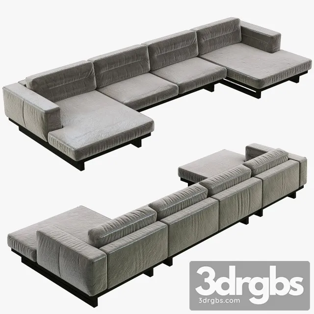 Restoration Hardware Durrell Leather U-Chaise Sectional 3D Model Download