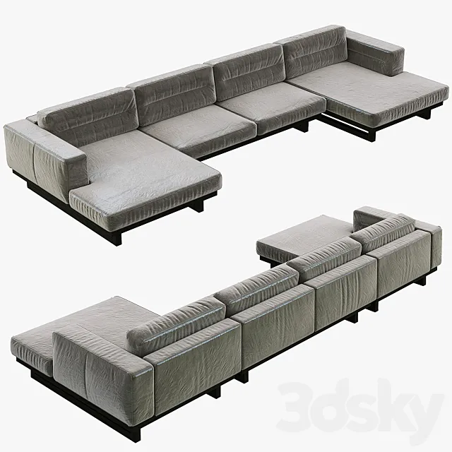 Restoration Hardware Durrell Leather U-Chaise Sectional 3DModel Restoration Hardware Durrell Leather U-Chaise Sectional 3DModel