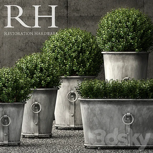 Restoration Hardware estate zinc ring round planters 3D Model Restoration Hardware estate zinc ring round planters 3D Model