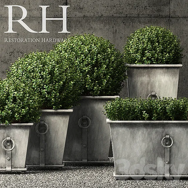 Restoration Hardware estate zinc ring square planters 3DModel Restoration Hardware estate zinc ring square planters 3DModel
