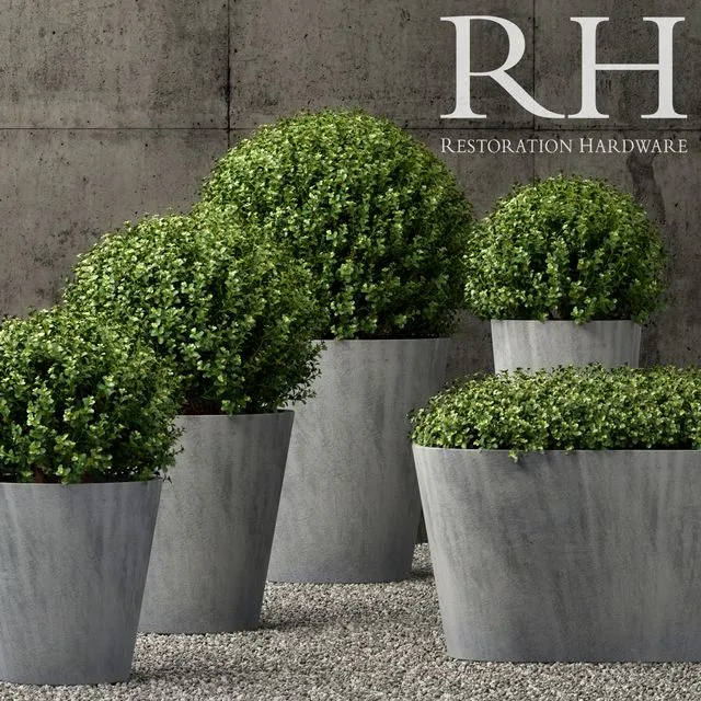 Restoration Hardware estate zinc round planters 3D Model Restoration Hardware estate zinc round planters 3D Model