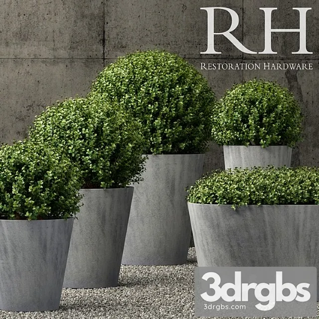 Restoration Hardware Estate Zinc Round Planters 3D Model Download