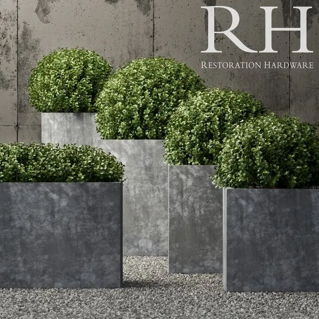 Restoration Hardware estate zinc square planters 3D Model Restoration Hardware estate zinc square planters 3D Model
