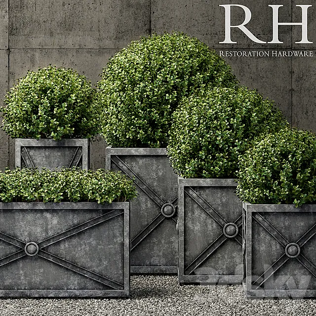 Restoration Hardware estate zinc x planters weathered zinc 3D Model Restoration Hardware estate zinc x planters weathered zinc 3D Model