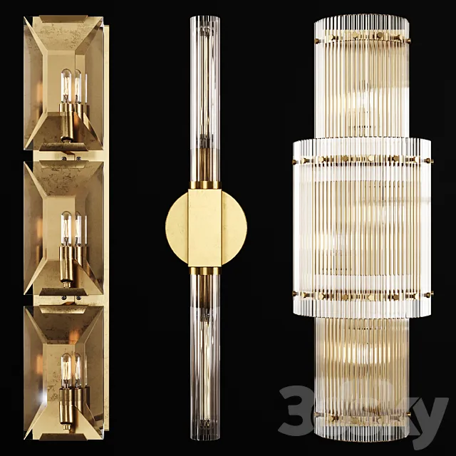 Restoration Hardware Exclusive Wall light set 01 3D Model