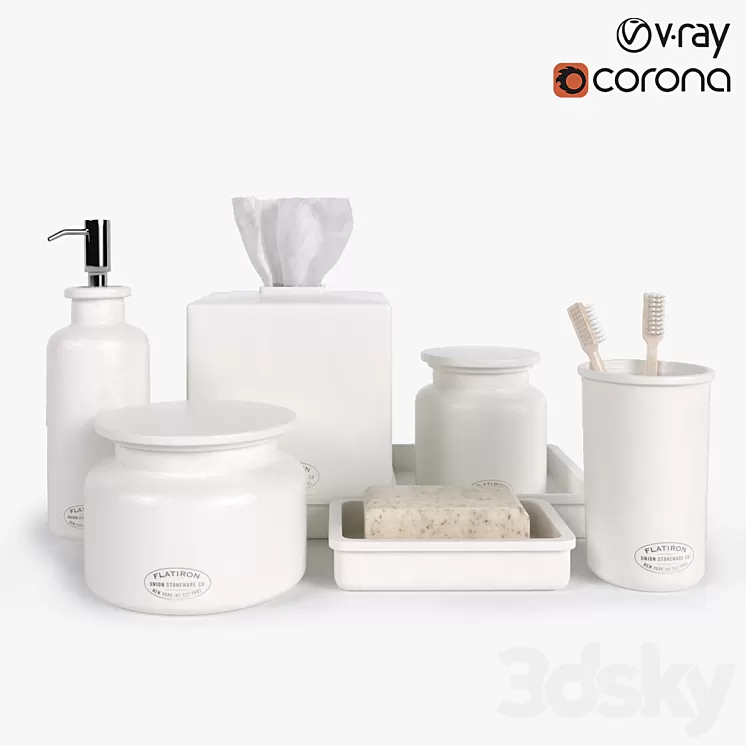 Restoration Hardware Flatiron Union Stoneware Bath Accessories 3D Model