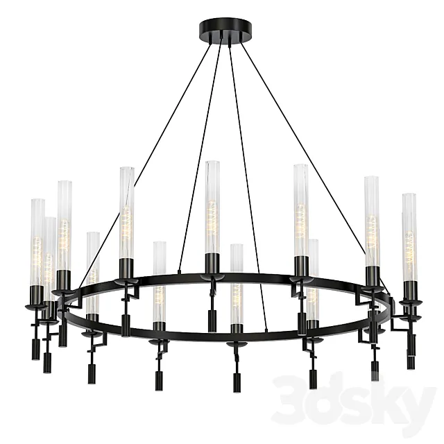 Restoration Hardware Fontanelle Chandelier black 3D Model Restoration Hardware Fontanelle Chandelier black 3D Model