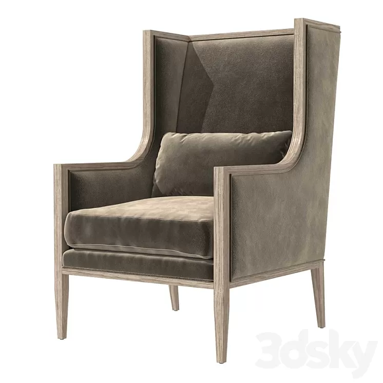 Restoration Hardware FRENCH CONTEMPORARY SLOPE ARM WINGBACK CHAIR 3D Model Restoration Hardware FRENCH CONTEMPORARY SLOPE ARM WINGBACK CHAIR 3D Model