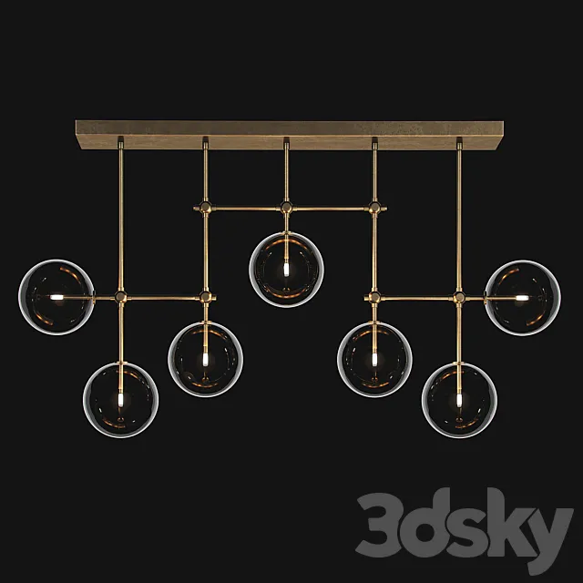 RESTORATION HARDWARE GLASS GLOBE LINEAR CHANDELIER 60 3D Model