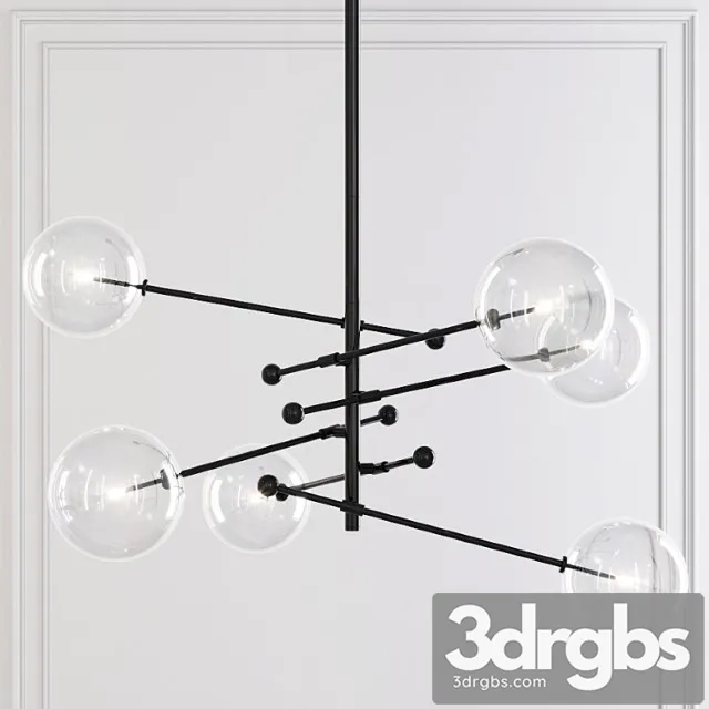 Restoration hardware glass globe mobile 6 arm chandelier 55 3D Model Download