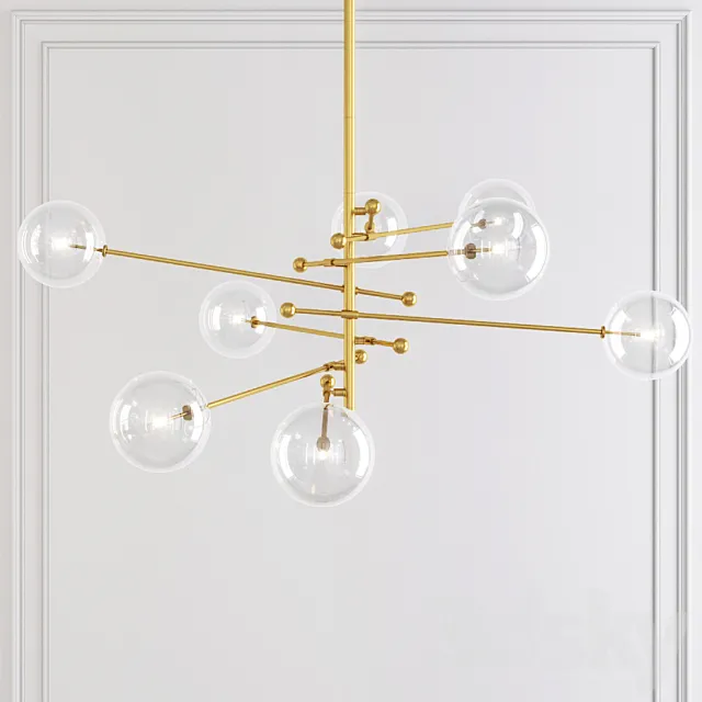 Restoration Hardware Glass Globe Mobile 8-ARM CHANDELIER 79 3D Model