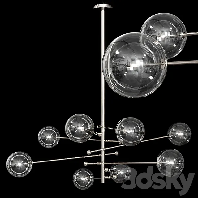 Restoration Hardware Glass Globe Mobile 8-ARM CHANDELIER 79 Nickel 3DModel