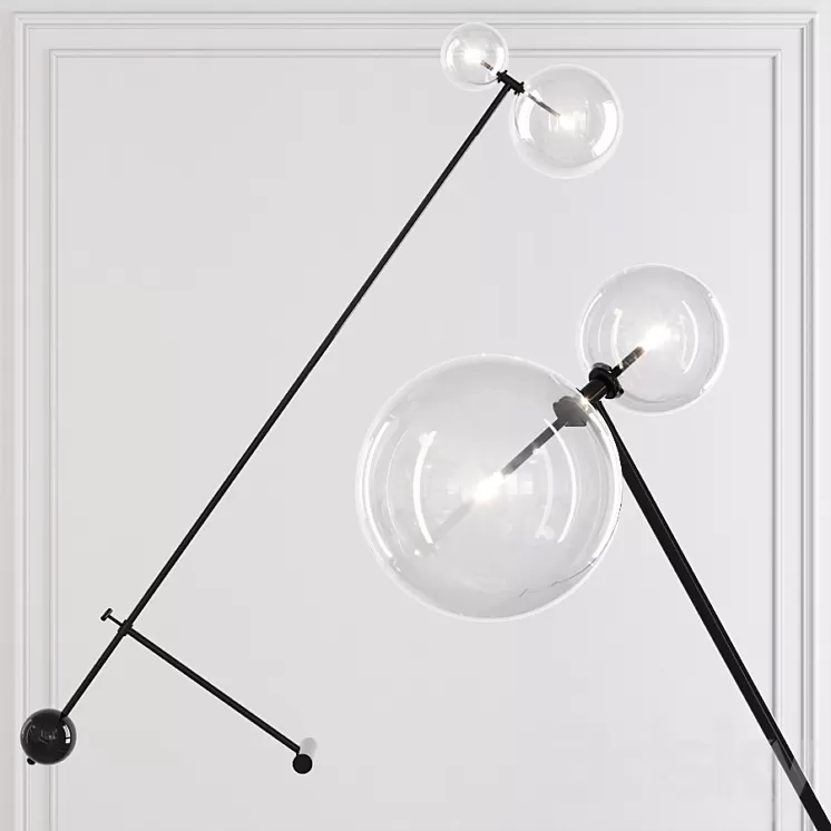Restoration Hardware Glass Globe Mobile BOOM FLOOR LAMP Black 3D Model Restoration Hardware Glass Globe Mobile BOOM FLOOR LAMP Black 3D Model