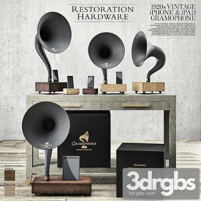 Restoration hardware – gramophone set 3D Model Download