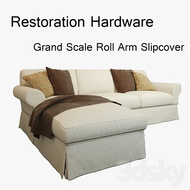 Restoration Hardware grand scale roll arm slipcover 3D Model