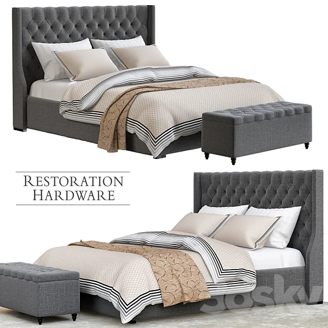 Restoration hardware gray bedroom 3DModel