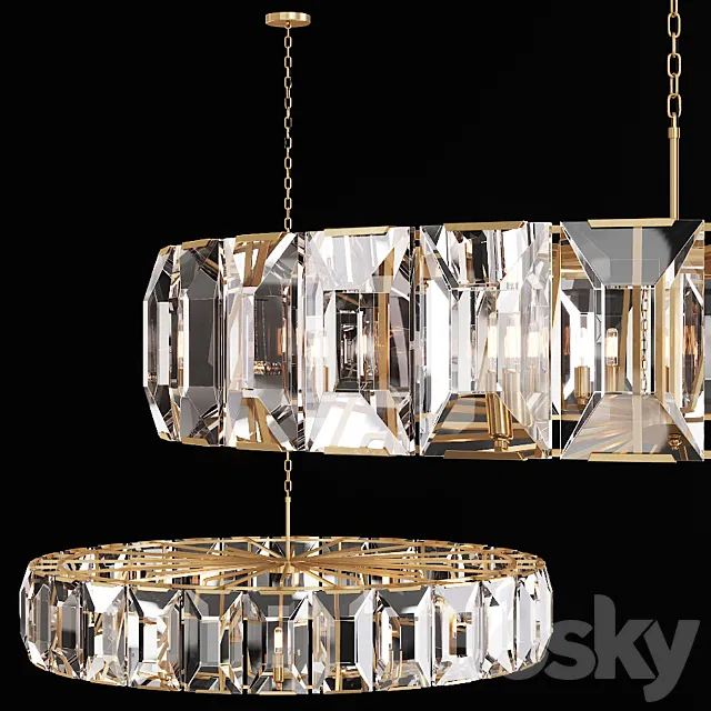 Restoration Hardware HARLOW CRYSTAL CHANDELIER 60 Brass 3D Model Restoration Hardware HARLOW CRYSTAL CHANDELIER 60 Brass 3D Model