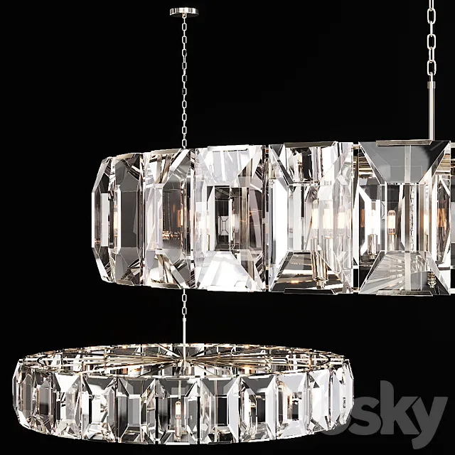 Restoration Hardware HARLOW CRYSTAL CHANDELIER 60 Nickel 3DModel