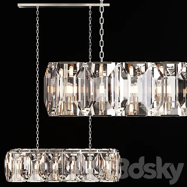 Restoration Hardware HARLOW CRYSTAL RECTANGULAR CHANDELIER 42 Nickel 3D Model Restoration Hardware HARLOW CRYSTAL RECTANGULAR CHANDELIER 42 Nickel 3D Model